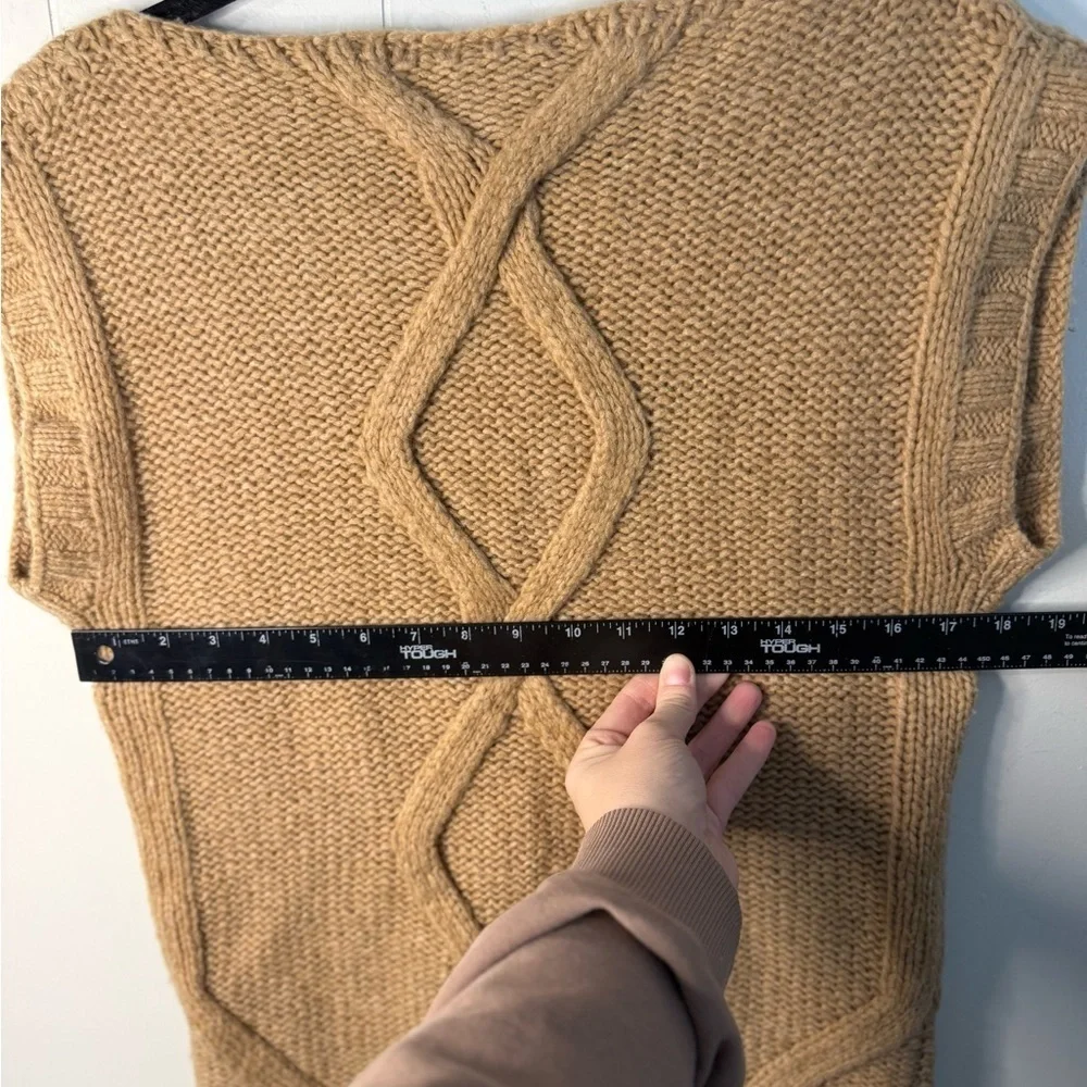 Tory Burch Cable Knit Sleeveless Tan Sweater, Size M